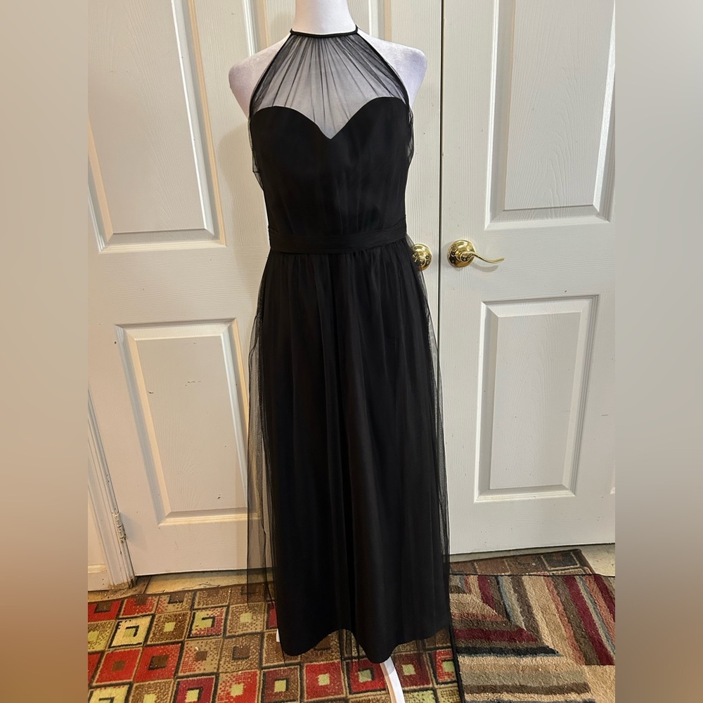 Amsale black gown with netting, size 14